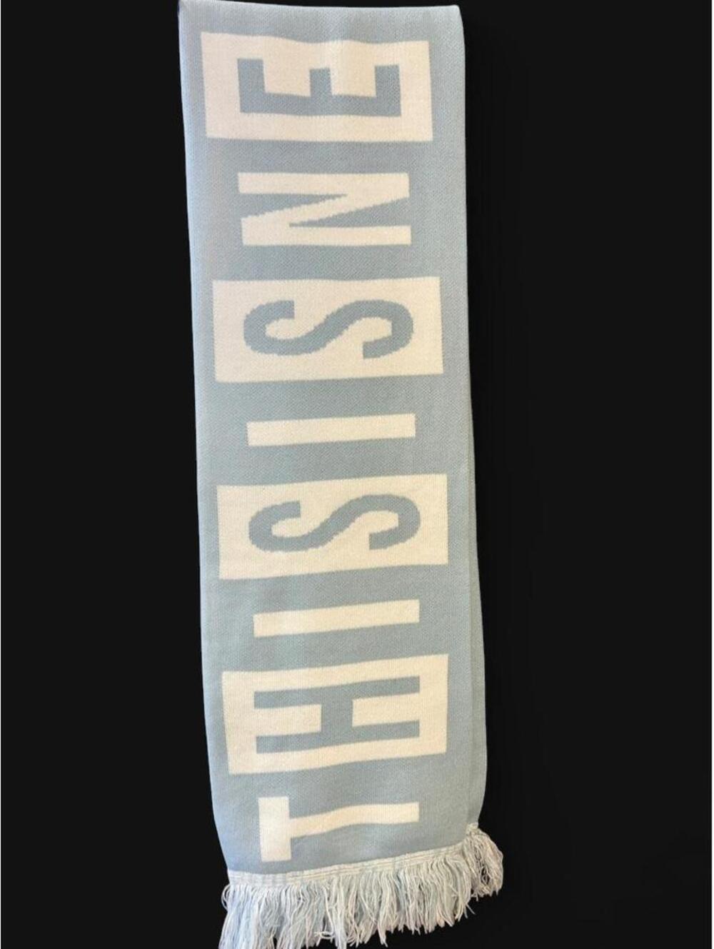 Rare thisisneverthat TNT Block Logo Knit Scarf Muffler Sky Blue